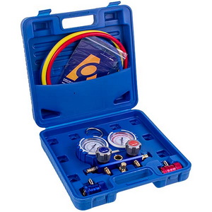 Манометрический коллектор 2-вентильный VALUE VMG-2 R134aВ + шланги 3шт.x900mm + автомуфты 2шт. (R134a)